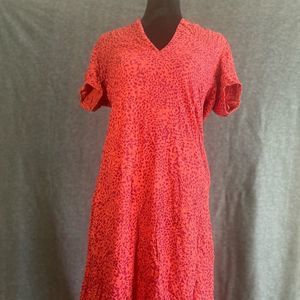 Free People Womens Looking For Love Casual B-Neck Midi Dress | Flame